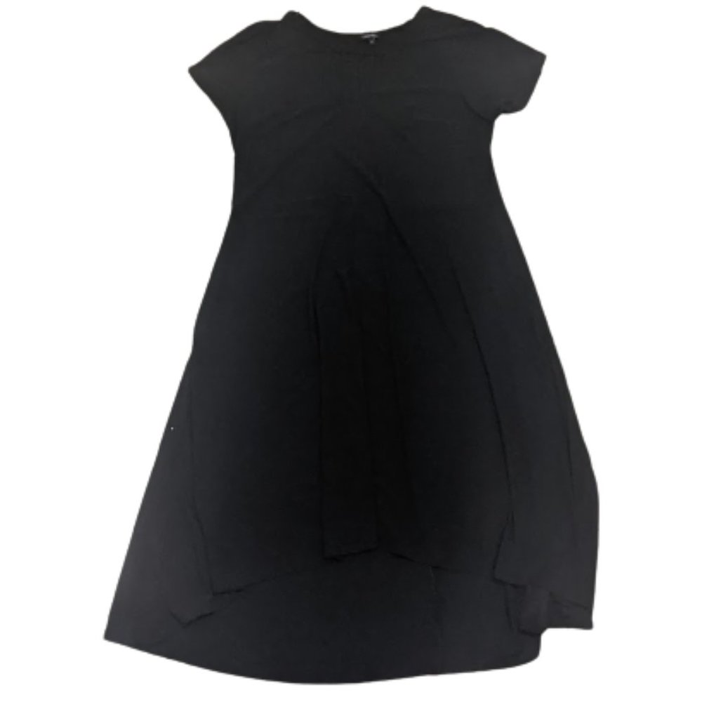 Hi-Low Short Sleeve Black Stretch Midi A-Line Dress Size 2X
